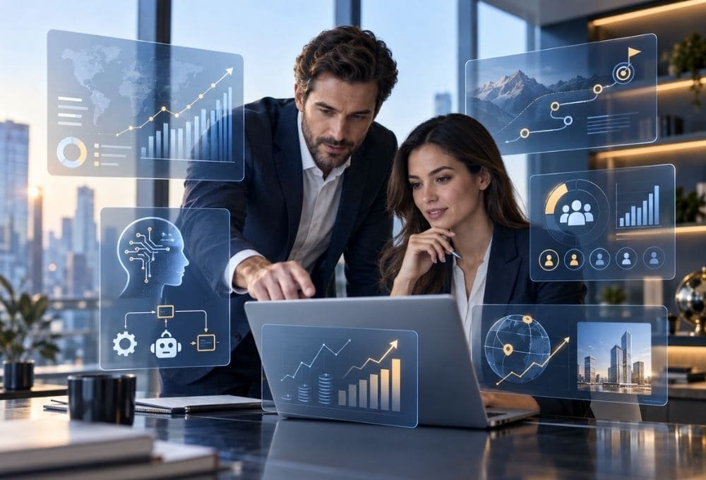 ¿Qué es la Maestría en Administración Estratégica con IA? Gráfico de concepto en AAUN